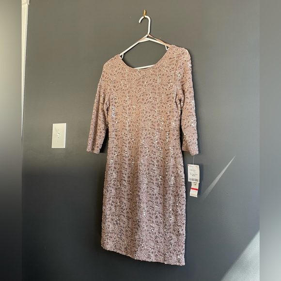 Knee/Below Knee Length Dress with Lace and Sequins - Picture 1 of 3